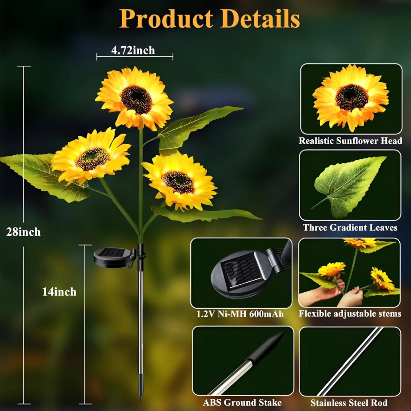 Gardinea® Solar Sunflower LED Lights