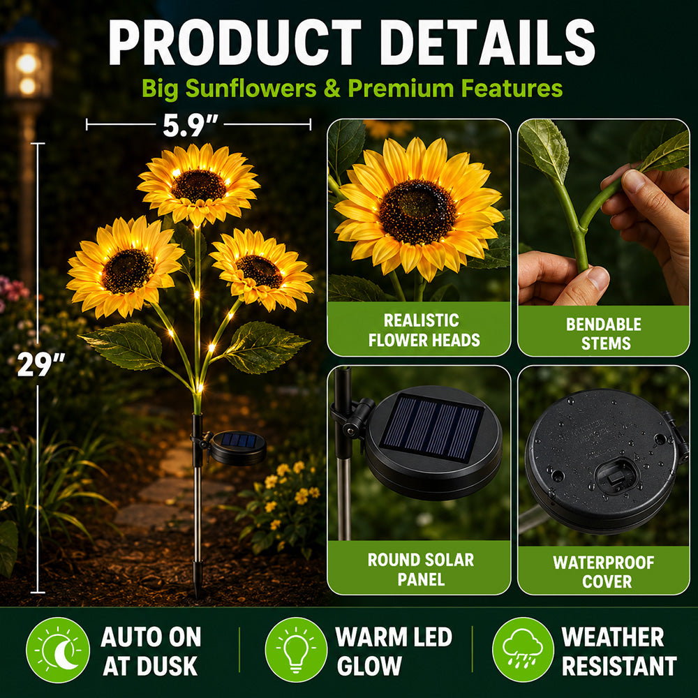 Gardinea® Solar Sunflower LED Lights